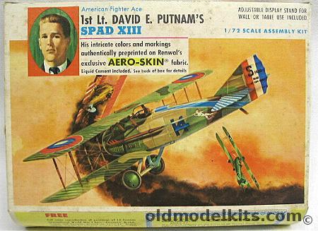 Renwal 1/72 Spad XIII Aeroskin - 1st Lt. David E Putnam's Aircraft, 263-69 plastic model kit